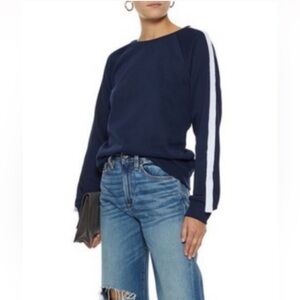 Walter Baker Parker Sweatshirt Navy Blue Small Crewneck Button Sleeve